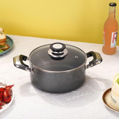 Κίνα Sustainable Aluminum cooker casserole suit induction pot bottom soft glue handle non stick double ear soup pot cookware προς πώληση