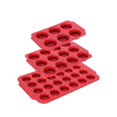 China Sustainable 6/12/24 cup metal non stick muffin brownie mould silica gel paper cup cake  bakeware for sale