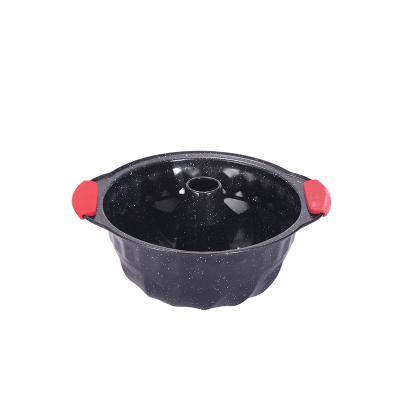 China Sustainable Factory silica gel handle pumpkin cake mold bread pan carbon steel baking pan à venda