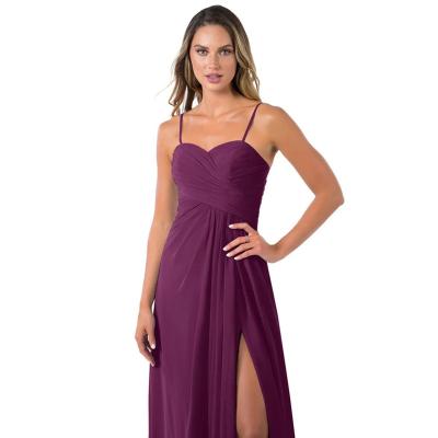 China Anti-Static Spaghetti Strap Satin Fabric Color Evening Gowns Patterns Purple Evening Dresses For Ladies for sale