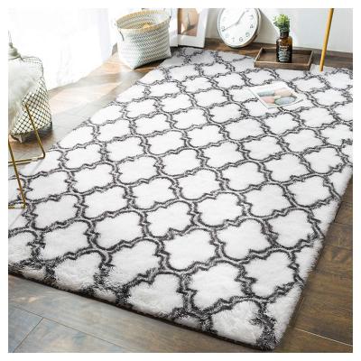 China Amazon Latest Design Washable Colorful Shaggy Rugs Dyed By Knotting Long Hair Fluffy Area Rugs And Floor Mats for sale