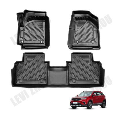 China Waterproof/Dustproof/Non-Slip/Easy Clean All Weather Custom Fitted Black Floor Mat Liner Set Compatible 2 Row Ford Territory 2020-2022 Stripe for sale