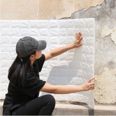 China Modern White PE Foam 3D Brick Wall Sticker Panel 3D Self Adhesive Wallpaper for sale