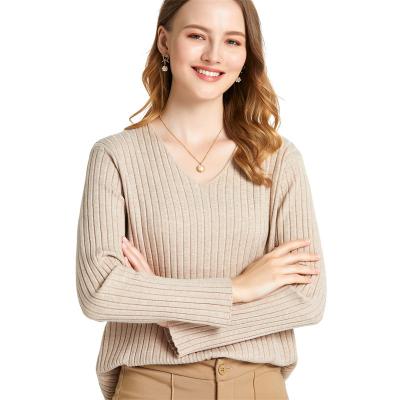 China SW003 Custom Made Solid White Women's Sweater V-Neck Knitted Jacket Autumn And Winter Long Sleeve Sweater for sale