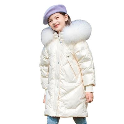 China JK073 Wholesale High Quality Custom Cheap Style 100% Polyester Kids Clothes Long Fur Mid Length Collar Down Vest Jackets For Girls for sale