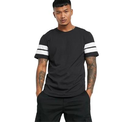 China TS005 Men's Fashion Clothing T-shirts Direct Printing Black T-Shirt Compressed With White Stripe for sale