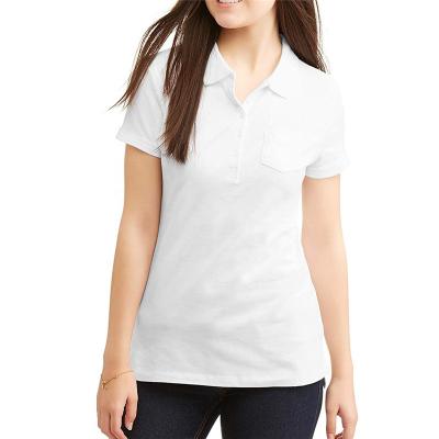 China PL061 Anti-wrinkle Womens 100% Cotton Polo Shirts With Pocket On Left Chest for sale