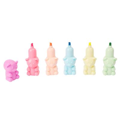 China School Office Stationery Soft Writing Supplies Pastel Highlighter Pen Set Colorful Cute Bears Shaped Highlighter for sale