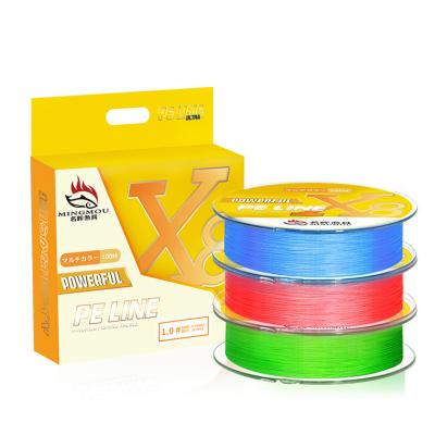 China Float Cue Multifilament 8 Strand 100m Point 80lb Braid Fishing Line High Quality Green Glowing Fishing Line for sale