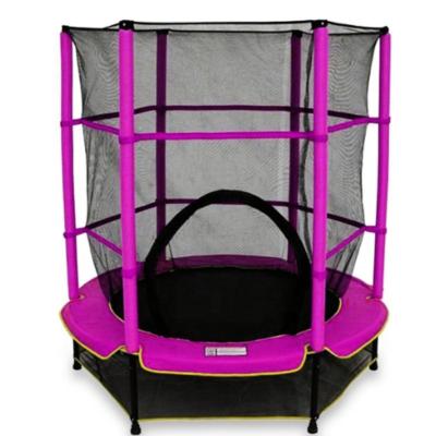 China With Protective Steel Jumping Net PVC Indoor Sports Kids Power 55 Inch Trampoline With Net Guard for sale