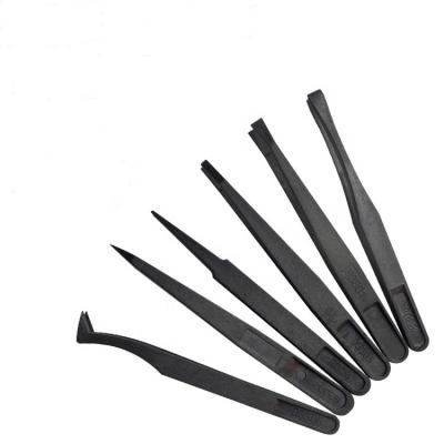 China High Precision PP Material Black Color Electronic Repair Conductive Safety Tools Esd Tweezers for sale