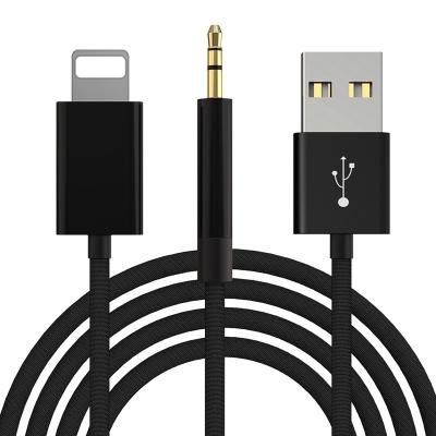 中国 Charging& AUX cable. music listening 2 in 1 light ning to 3.5mm Jack USB charging AUX audio cable. Jack's car 販売のため