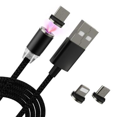 中国 3 in 1 Micro USB Nylon Braided Fast Magnetic Charging Cable 3 in 1 Magnetic Data Cable 販売のため