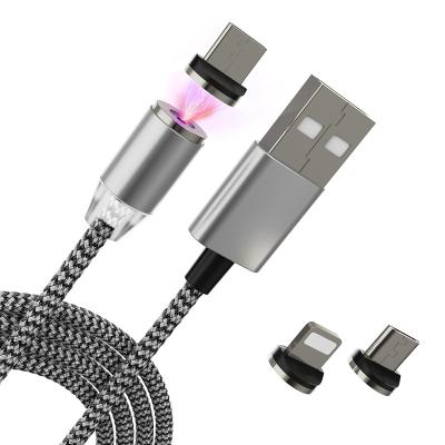 中国 Mobile Phone 1 Wire Multimeter 3 in1 Micro USB C Lightning 2A Fast Magnetic Charging Cable 販売のため