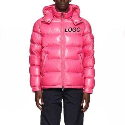 China Men's Winter Bubble Stripe Jackets Casual Oversized Shiny Reflective Coats QUICK DRY for sale