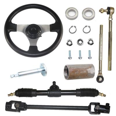 China Made Of Metal With A Perimeter Hard Black Plastic Newcomer Go Cart Steering Adjustable Steering Kit For Go Kart Factory Wholesale Prices for sale