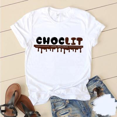 China Hot Selling Custom Graphic Print Tshirt Logo Women Cotton Oversized Anti-wrinkle T-shirt Chocolit Designer Custom Tees for sale