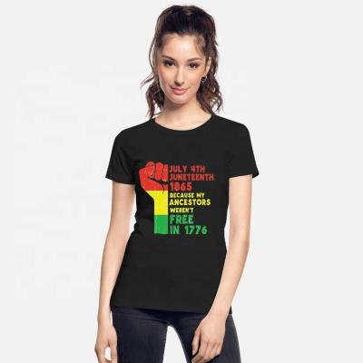 China Wholesale Juneteenth Freeish Anti-Wrinkle Feminist Shirt Print Since 1865 Top Women's Plus Size Tees Graphic T-Shirt Ladies For Women for sale