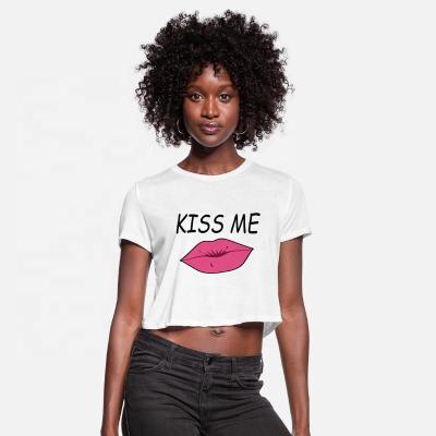 China Wholesale Anti-Wrinkle T-shirts Woman Gothic Sexy Lips Printed Short Sleeve T-shirt Sexy Women Crop Top for sale