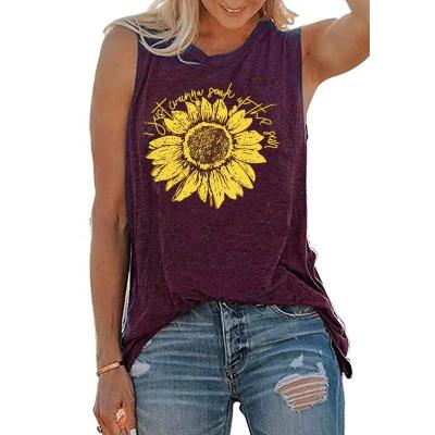 China Vintage Sunflower Link Dye T-shirt Fashionable Women's Clothing Dress Design Anti-wrinkle Tank Tops Hot Casual Women's Long T-shirt for sale