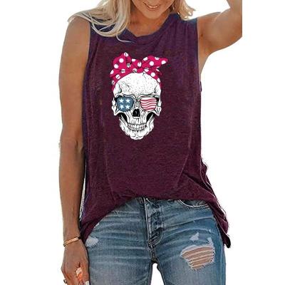 China High Quality Round Neck Tank Top Women Anti-wrinkle Cool Skull Scarf Long Dress Vest T-Shirt Plus Size Vest Tie Dye Top T-shirt for sale