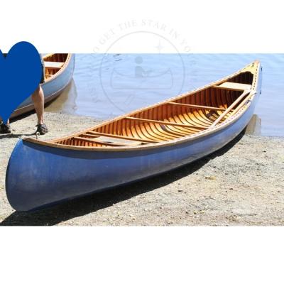 China High Quality Cedar Handmade Real Wooden Kayak /Boat/Canoe Fishing With Ribs Curved Bow Blue Color for sale