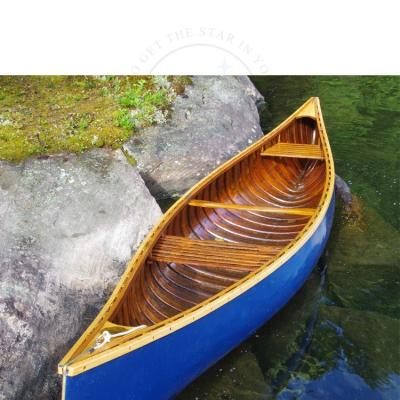 China Fishing Wooden Kayak / Boat / Vessels Handmade Cedar Canoe 16' Fishing Wooden Canoes With Ribs for sale