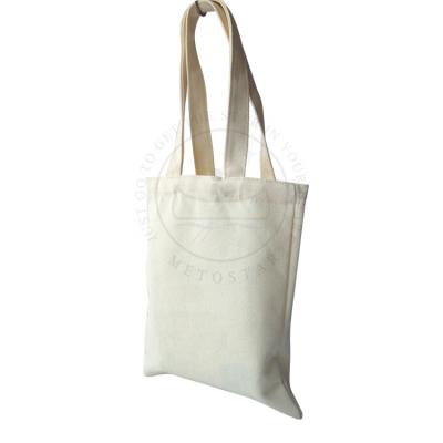 China Eco - Friendly Simple White Custom Large White Cotton Canvas Reusable Shopping Tote Bag for sale