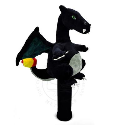 China Golf Driver Head Cover Cartoon Black Dinosaur Head Covers For 460cc Wooden Headcover Plush Protector/Fairway/Hybrid/UT Wood for sale