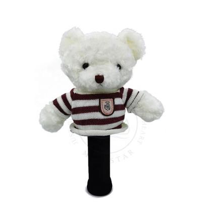 China Golf/Fairway Wood/Hybrid/UT White Driver Head Cover Teddy Bear Golf Wood Head Covers For Driver Fairway Hybrid Club Headcovers Plush Protector for sale