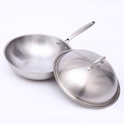 China 32cm non-stick wok three layers stainless steel wok pan wok HG-2015 for sale