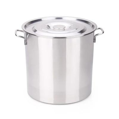 China Stainless steel double-eared soup bucket with lid large capacity canteen bucket rice porridge bucket thickened multi specifications HG-2016 for sale