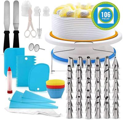 China Baking Cake 106 Piece Cake Decorating Supplies Kit Cupcake Decorating Tools Baking Supplies Set For Cake Lovers for sale