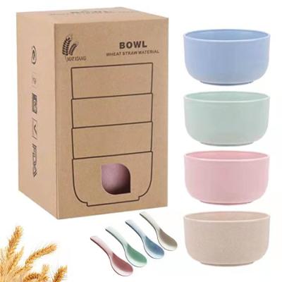 China Plastic Straw Viable Children's Wheat Salad Soup Wheat Noodle Bowl Tableware Set for sale