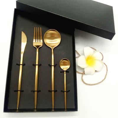 China Viable Luxury Portugal Cutipol Royal Matte Gold Plated Cutlery Flatware Set from 304 Stainless Steel for sale