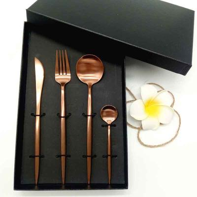 China Viable High Quality Stainless Steel 304 Portugal Cutipol Matte Rose Gold Plated Cutlery Set for sale