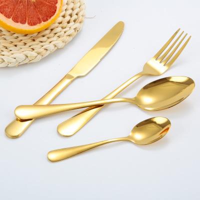 China Sustainable Reusable Stainless Steel PVD Plated Gold Cutlery Set for sale