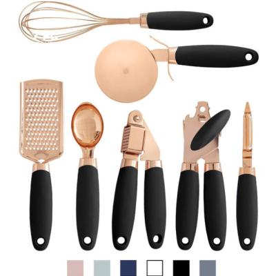 China Sustainable 7 Pcs Kitchen Instrument Set Copper Plated Stainless Steel Utensils Kitchen Tool for sale