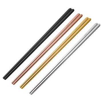 China Durable Korean Style 304 Metal Stainless Steel Solid Flat Chopsticks for sale