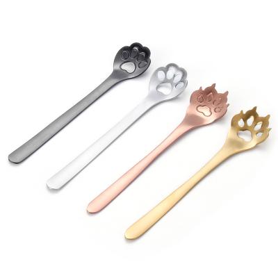 China Viable Creative 304 Stainless Steel Spoon Mixing Teaspoon Cat Claw Dopg Claw Spoon for sale