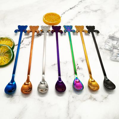 China Viable Long Handle Hanging Cup Cat Spoon Short Stainless Steel 304 Coffee Stirring Mixing Spoon for sale