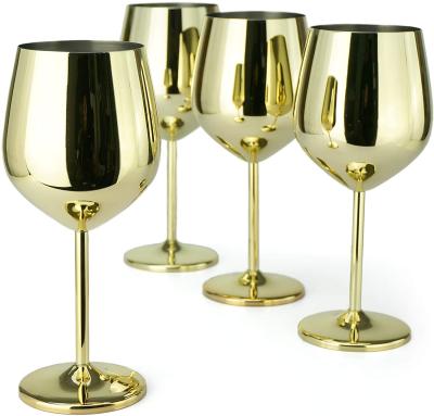 China Custom Stem Wine Metal Stainless Steel Wine Glass Goblets Stainless Steel Wine Glass Metal Globe Tumbler for sale