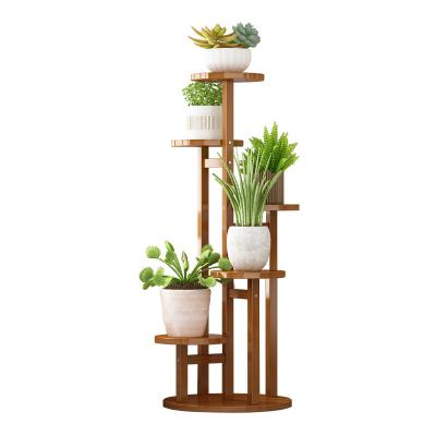 China Contemporary Multi Tiers HJ8 Flower Pot Shelf Holder Organizer Display Wooden Plant Shelf for sale