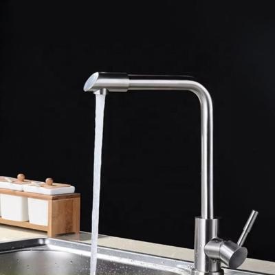 China Modern 304 Stainless Steel Filigree Kitchen Faucet, Side Lever Sink Faucet for sale