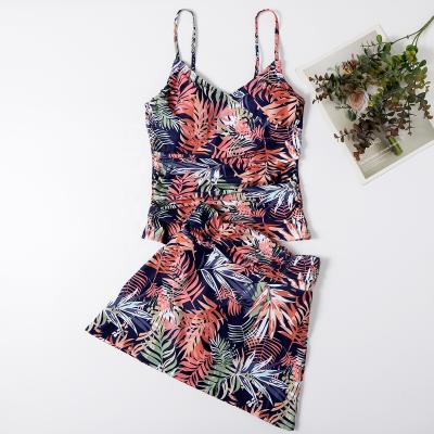 China Plus Size Modest Tankini Swimsuits For Women Swimwear Floral Print Two Piece Tank Top With Skirt Tummy Control Swimming Suits for sale