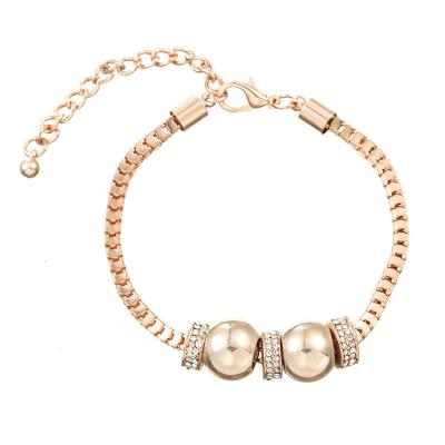 China Fashionable Premium Imitation Pearl Beaded Rose Gold Metal Link Chain Wrist Bracelets for sale