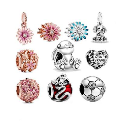 China New 2020 TRENDY Blue And Pink Charms Bead Clips For Pandora Bracelets For DIY Jewelry Making Gift for sale