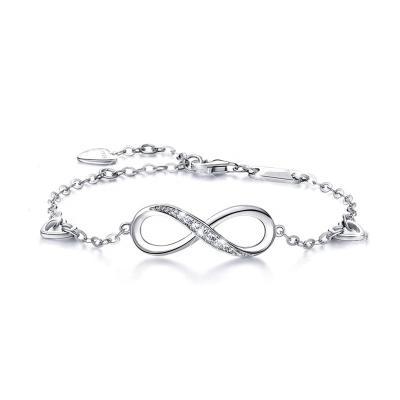 China China Wholesale 925 Sterling Silver Romantic Infinity Heart Charm Bracelet For Women Jewelry for sale