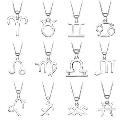 China Fashion CLASSIC White Gold Plated 925 Silver Sterling 12 Zodiac Sign Pendant Necklace for sale