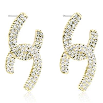 China MYSTERY X 925 Fashion Luxury Women OEM ODM Factory Fashion Pearl Zircon Fine 925 Silver Needle Fine Jewelry Earrings for sale